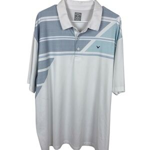 Callaway Blue and White Polo Shirt Performance Design